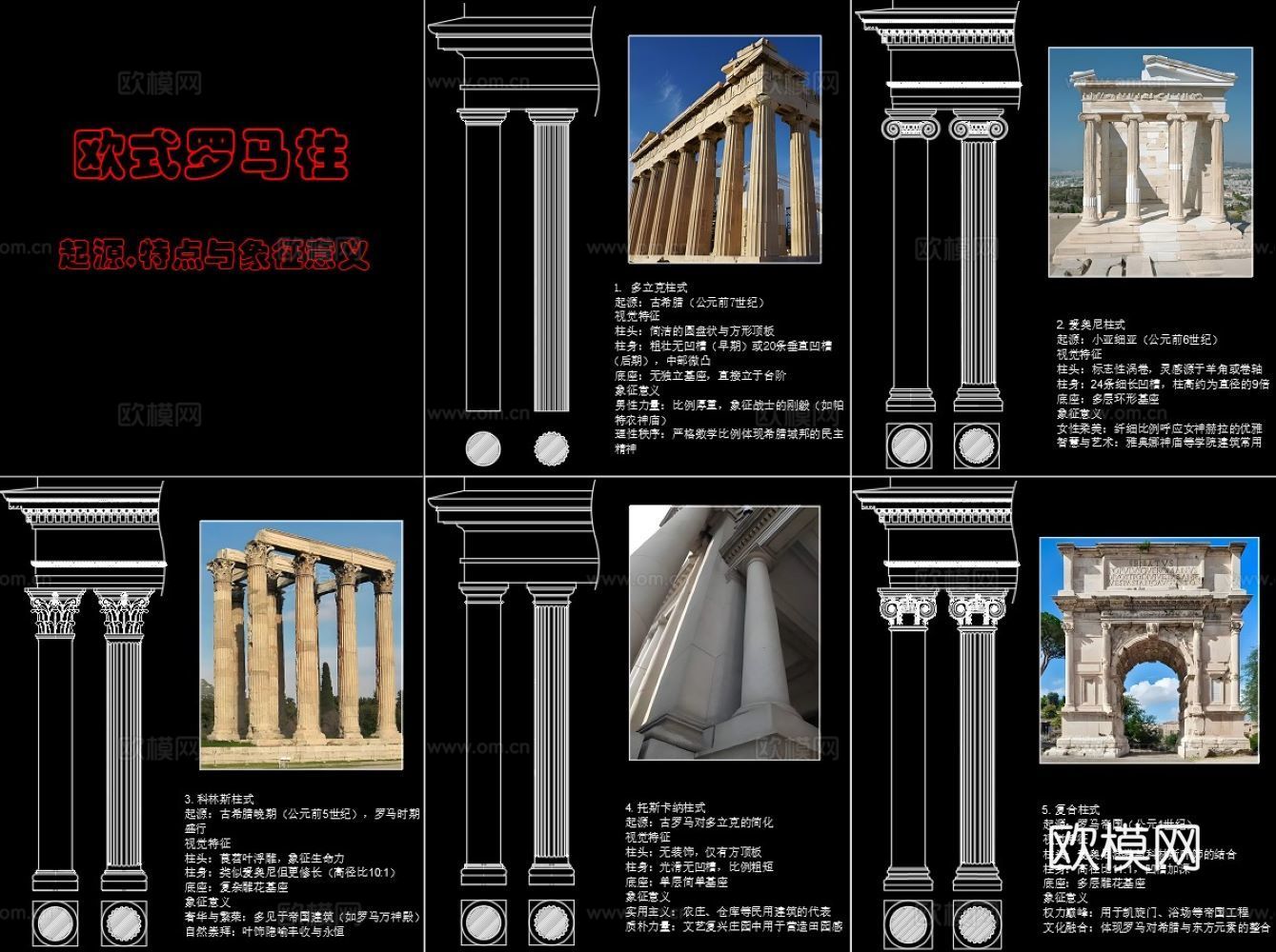 欧式罗马柱cad施工图