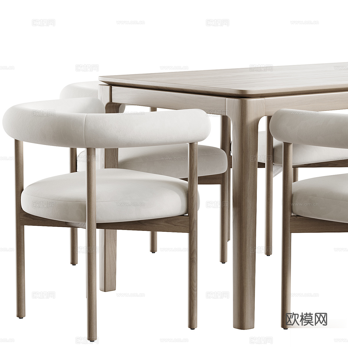 现代意式餐桌椅组合3d模型下载（渲染图4）