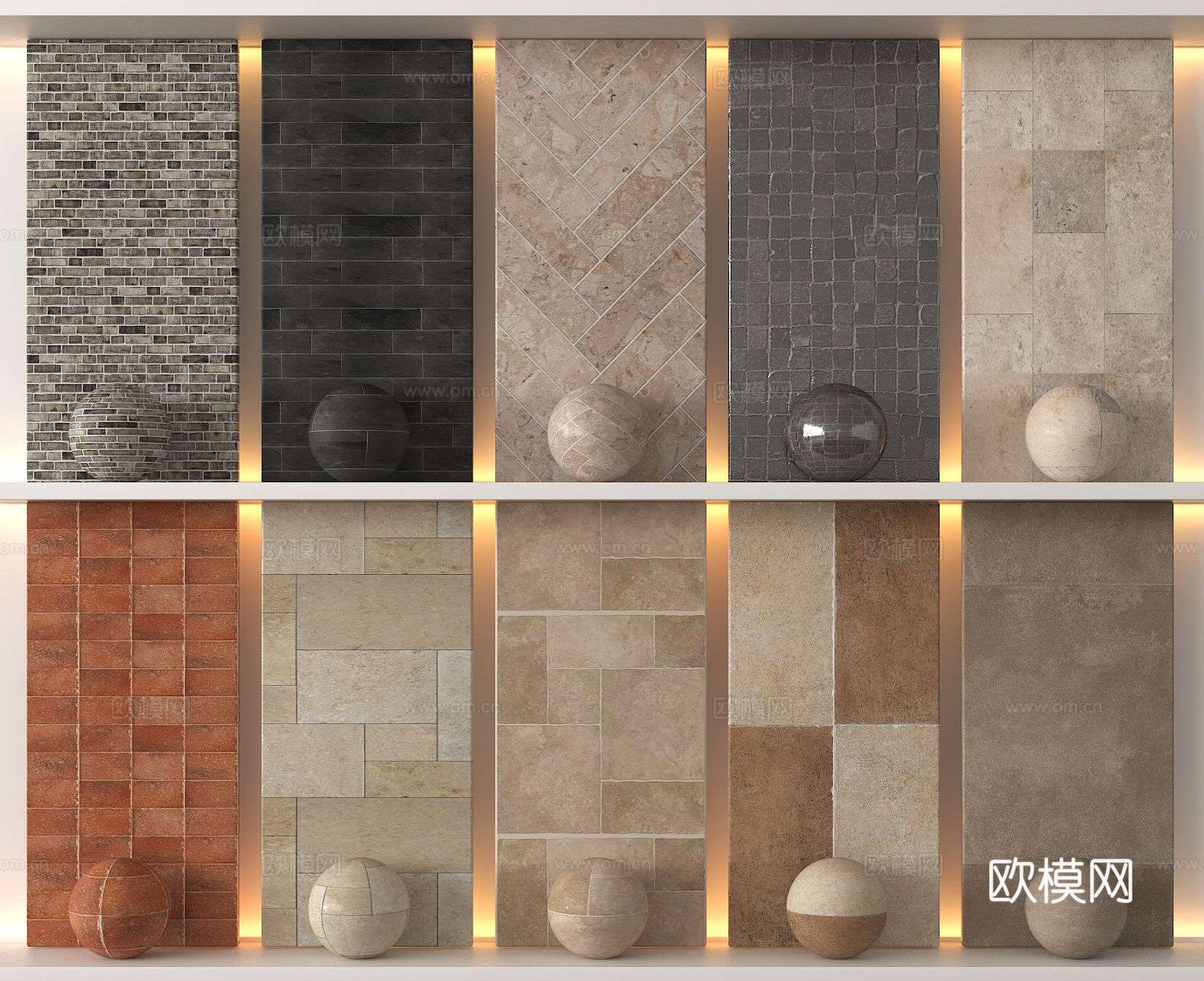 现代仿古砖 石材 复古砖墙砖 地砖su模型