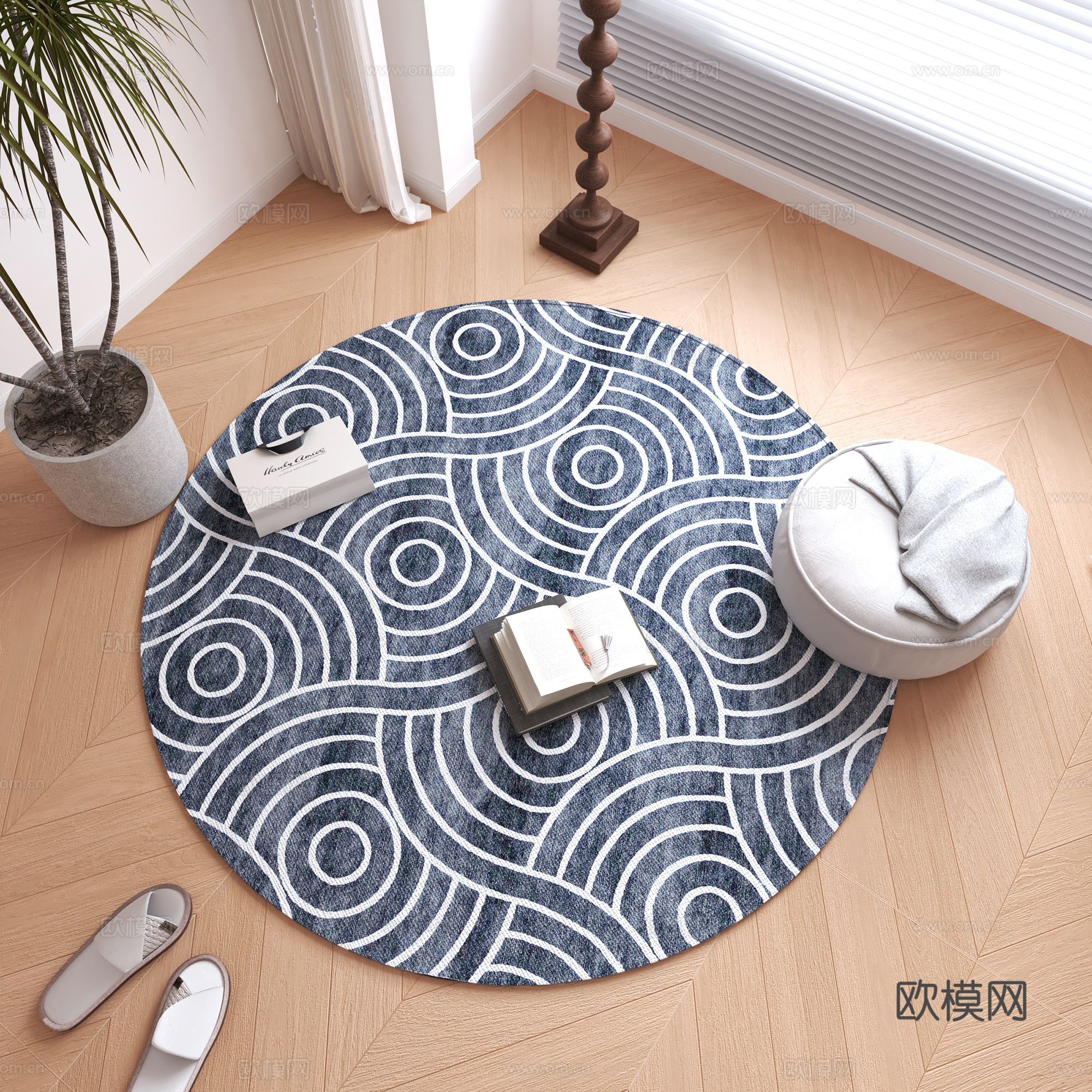 现代圆形地毯 装饰摆件su模型