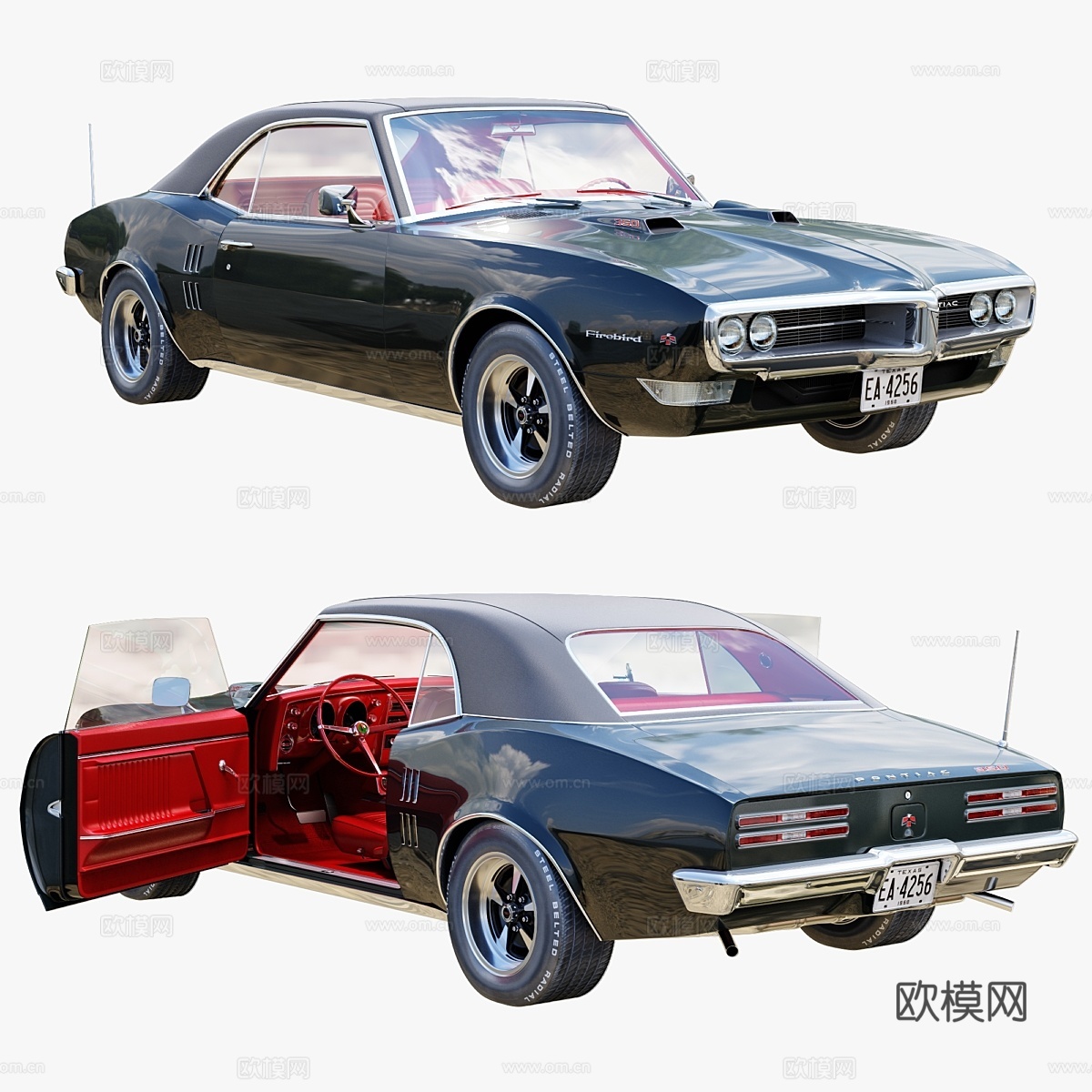 1968年庞蒂亚克火鸟 老爷车3d模型下载