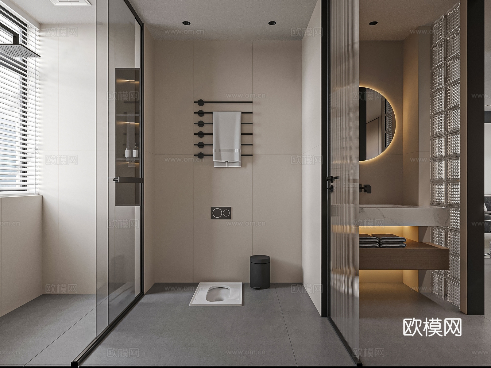 现代简约卫生间 现代卫生间浴室柜 现代奶油卫生间 现代极简卫su模型