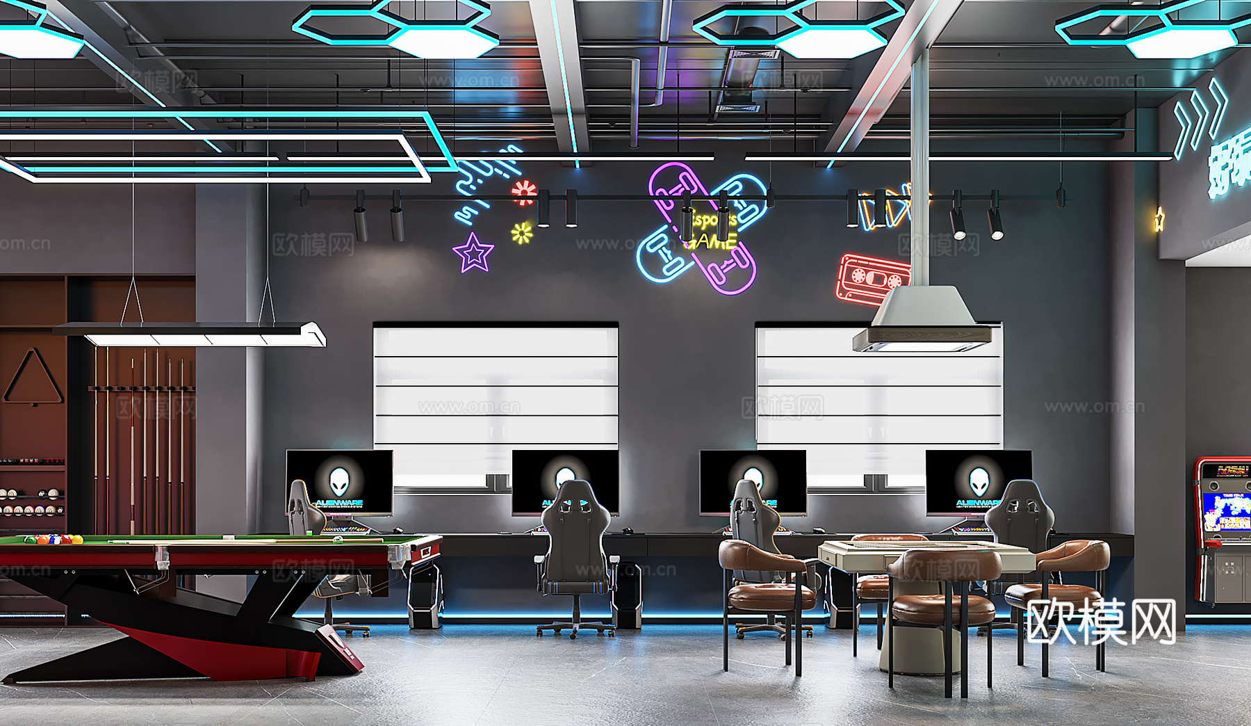 现代轰趴馆3d模型下载（渲染图4）