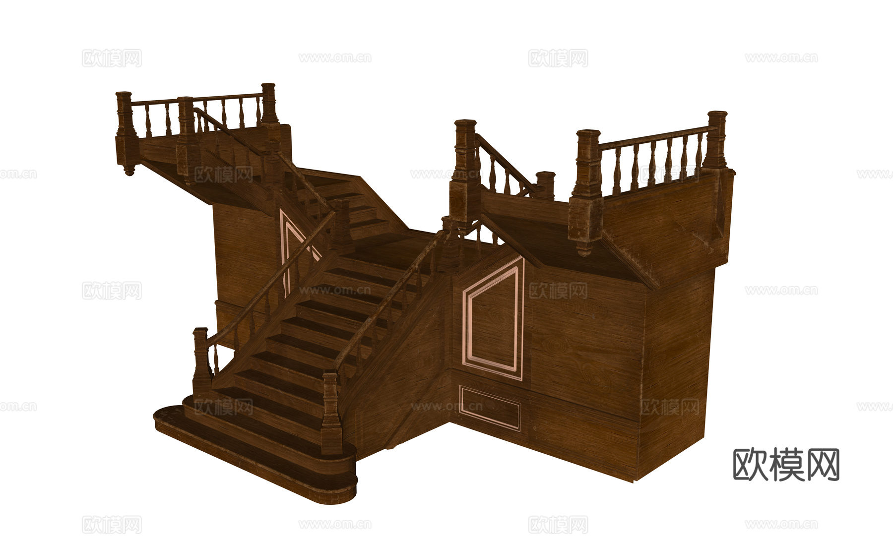 欧式家具 复古楼梯 欧式楼梯 木梯3d模型下载（渲染图2）