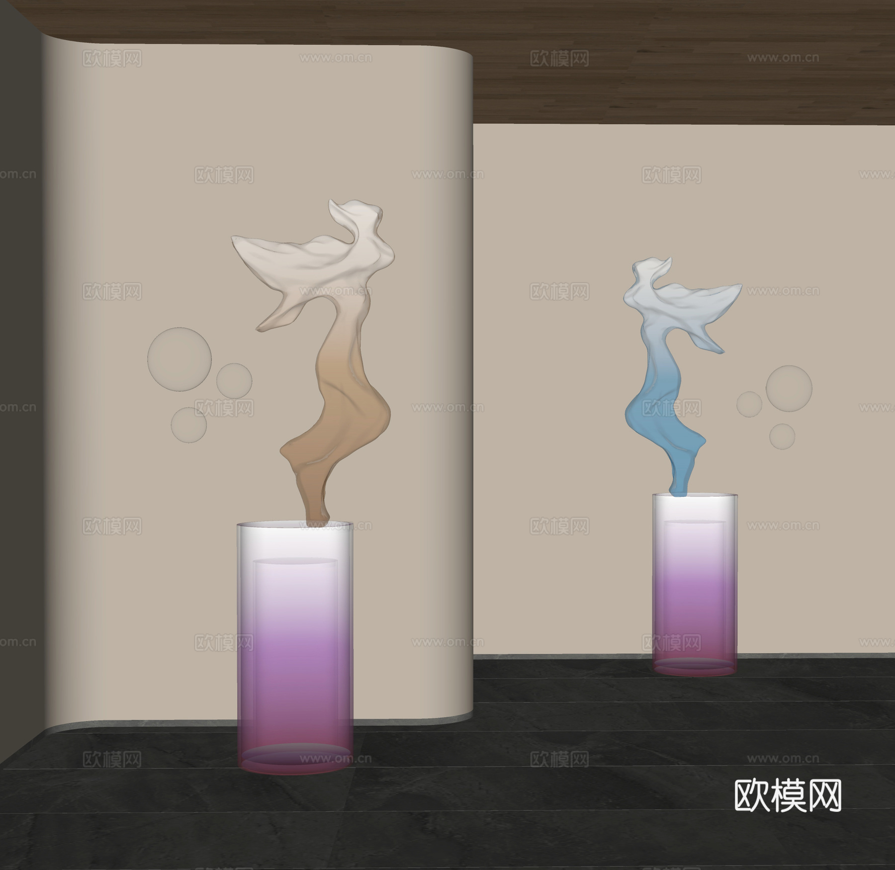 现代水晶雕塑  现代艺术雕塑  现代人形水晶雕塑su模型su模型