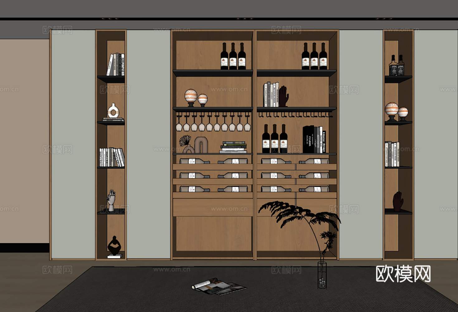 现代酒柜su模型