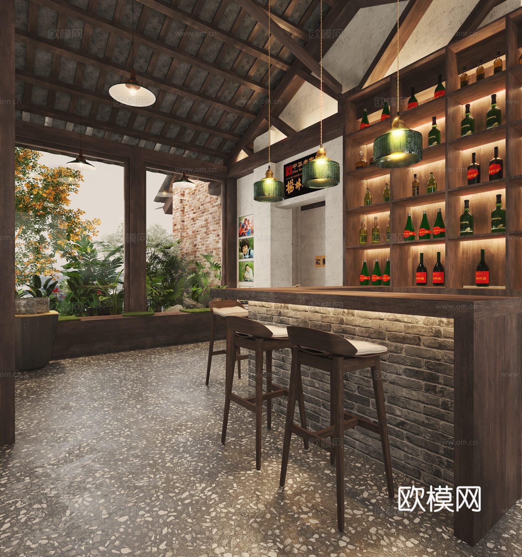 工业风复古火锅店3d模型下载（渲染图4）