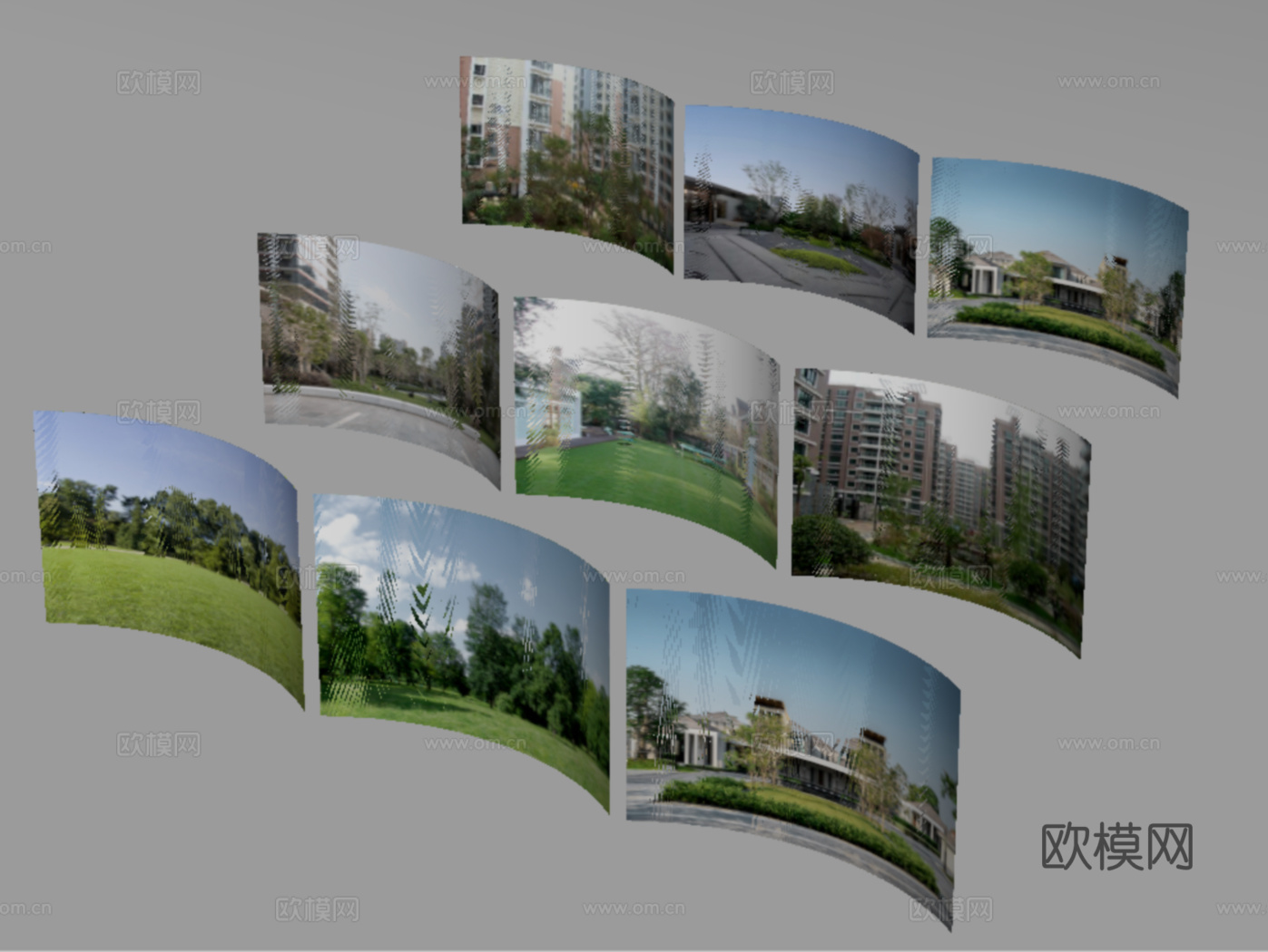 现代其他材质 环绕背景 户外外景 城市背景su模型