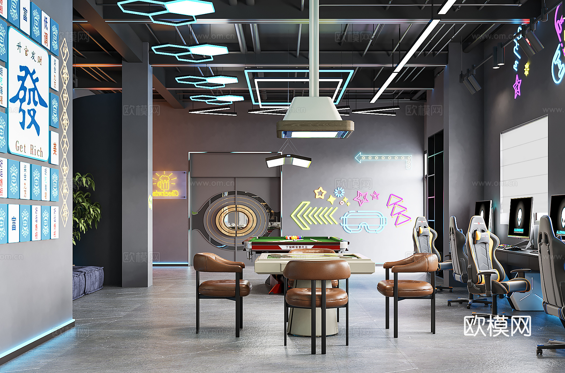 现代轰趴馆3d模型下载（渲染图5）
