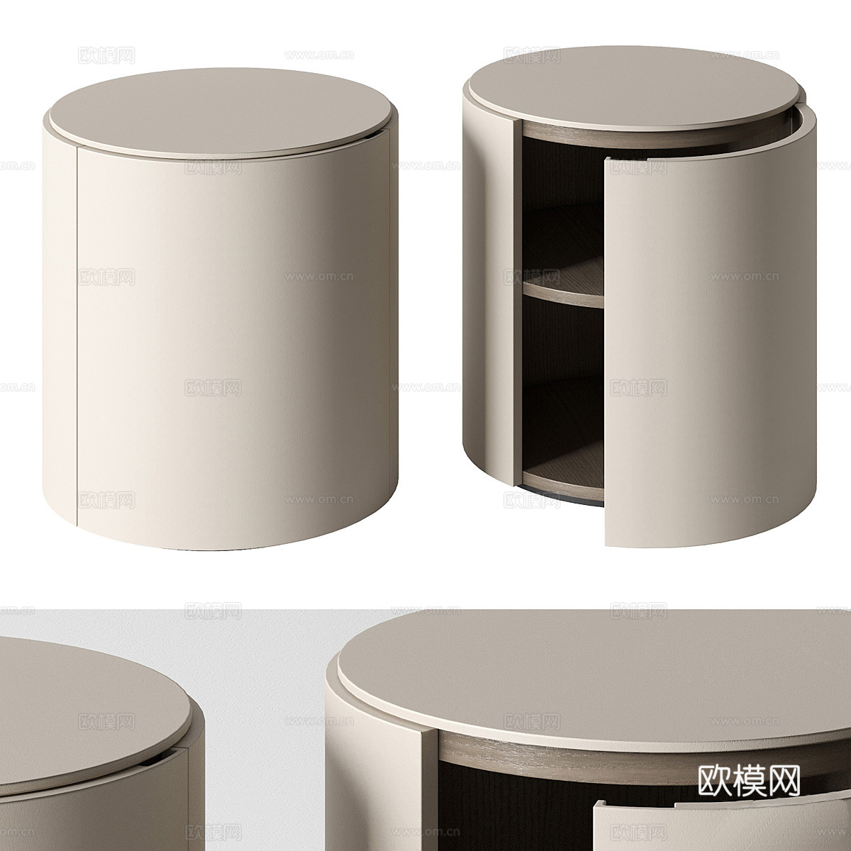 现代意式 Lema 圆形床头柜3d模型下载（渲染图1）