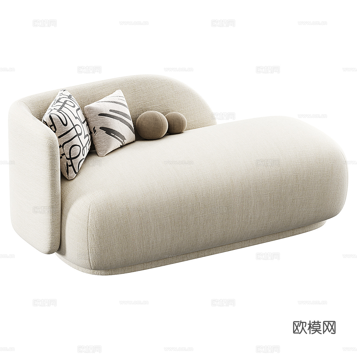 现代奶油风 Bloom 贵妃椅3d模型下载（渲染图3）