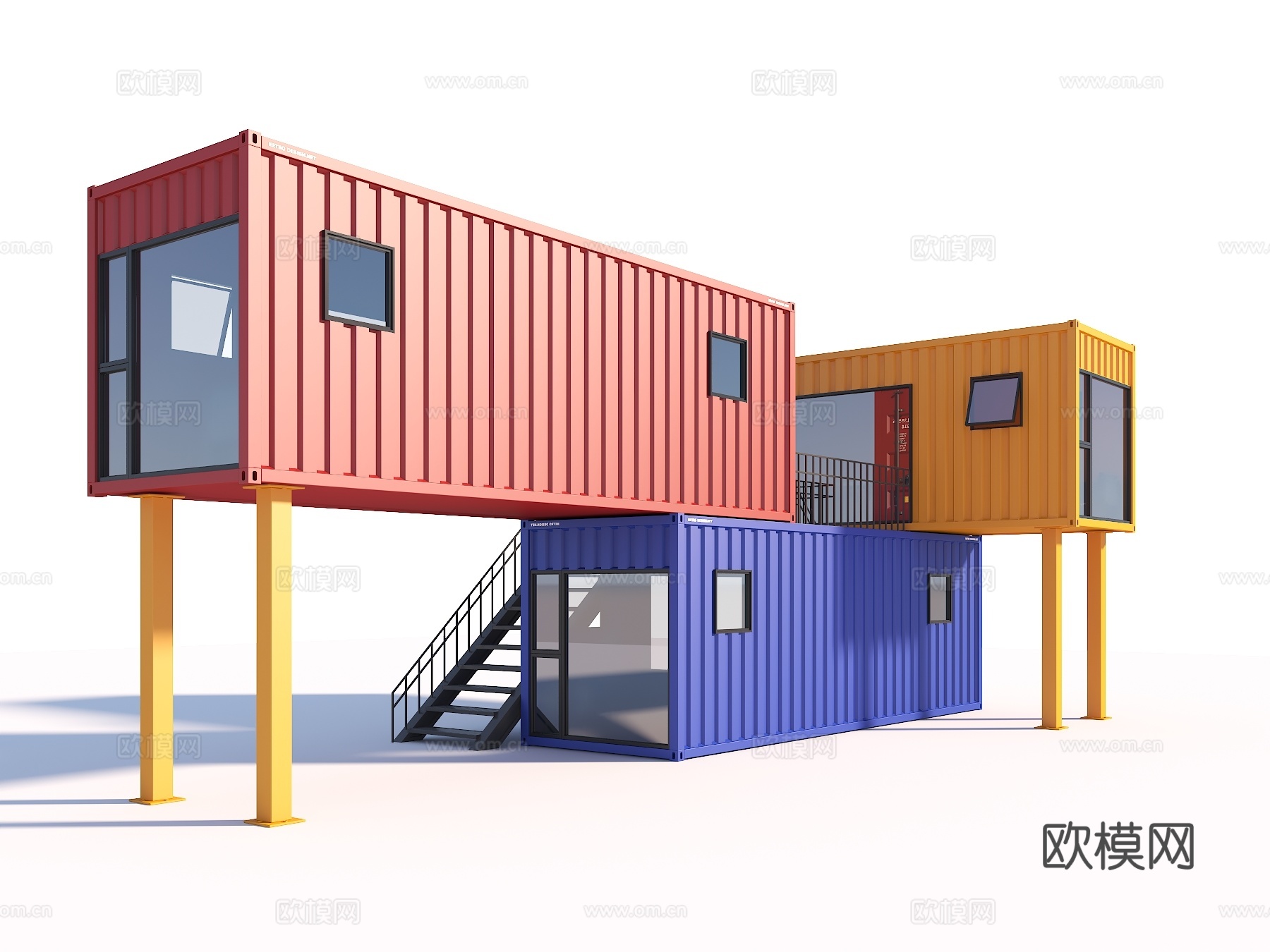 集装箱建筑 集装箱房子 集装箱小店 集装箱咖啡店 集装箱餐饮su模型