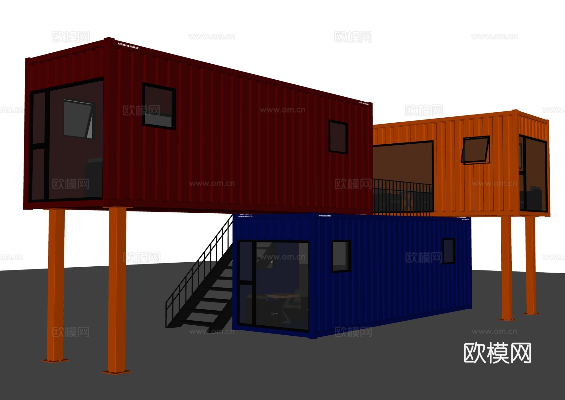 集装箱建筑 集装箱房子 集装箱小店 集装箱咖啡店 集装箱餐饮su模型