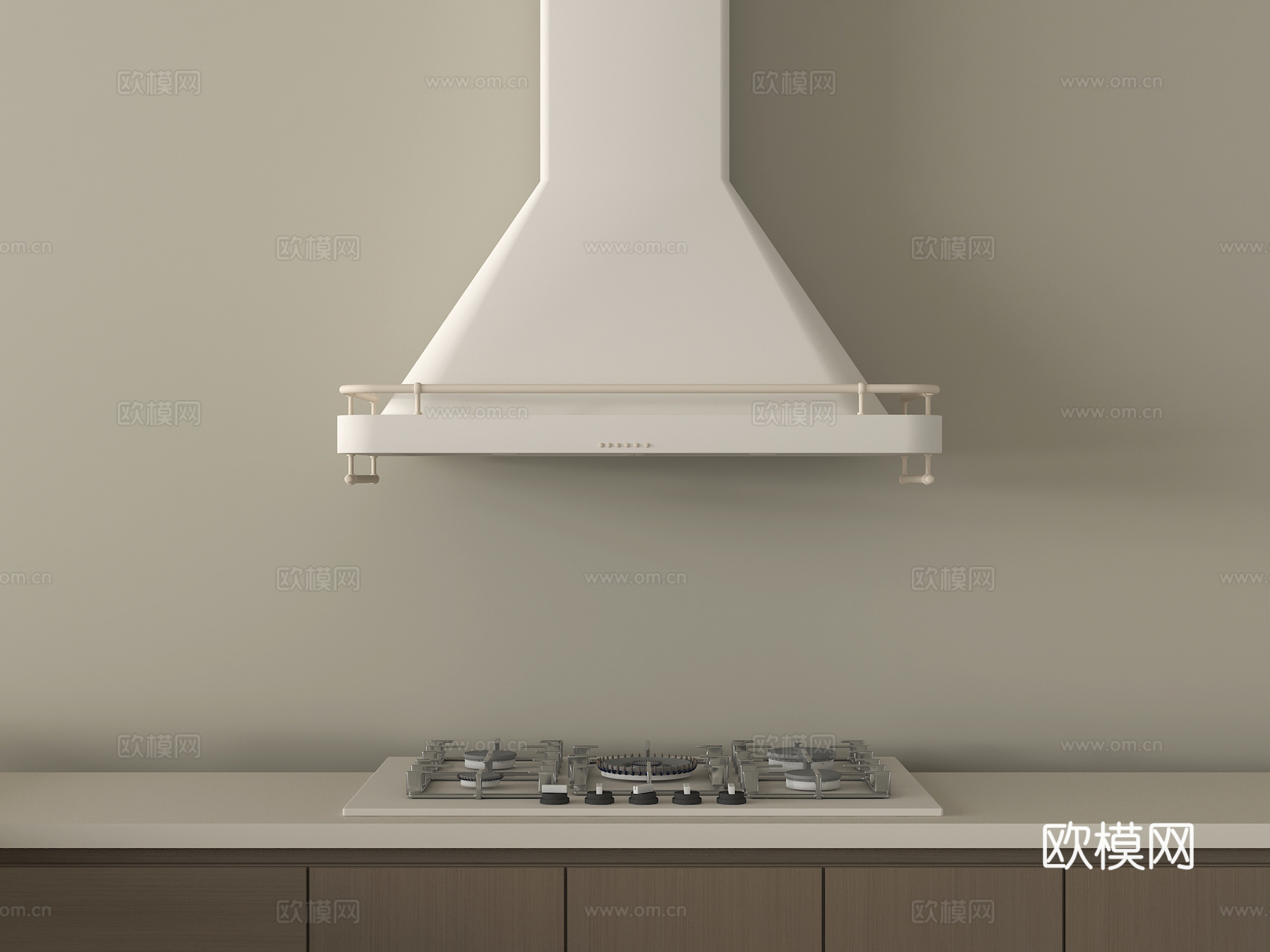 现代油烟机 炉具su模型