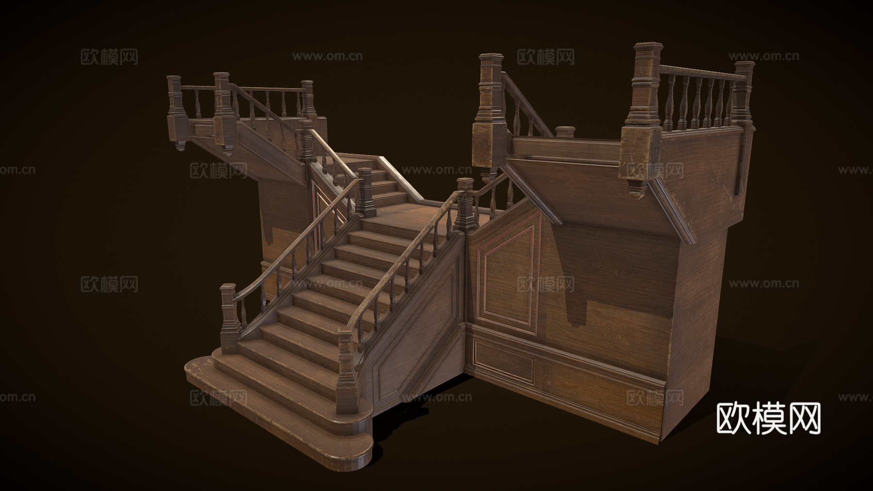 欧式家具 复古楼梯 欧式楼梯 木梯3d模型下载（渲染图1）