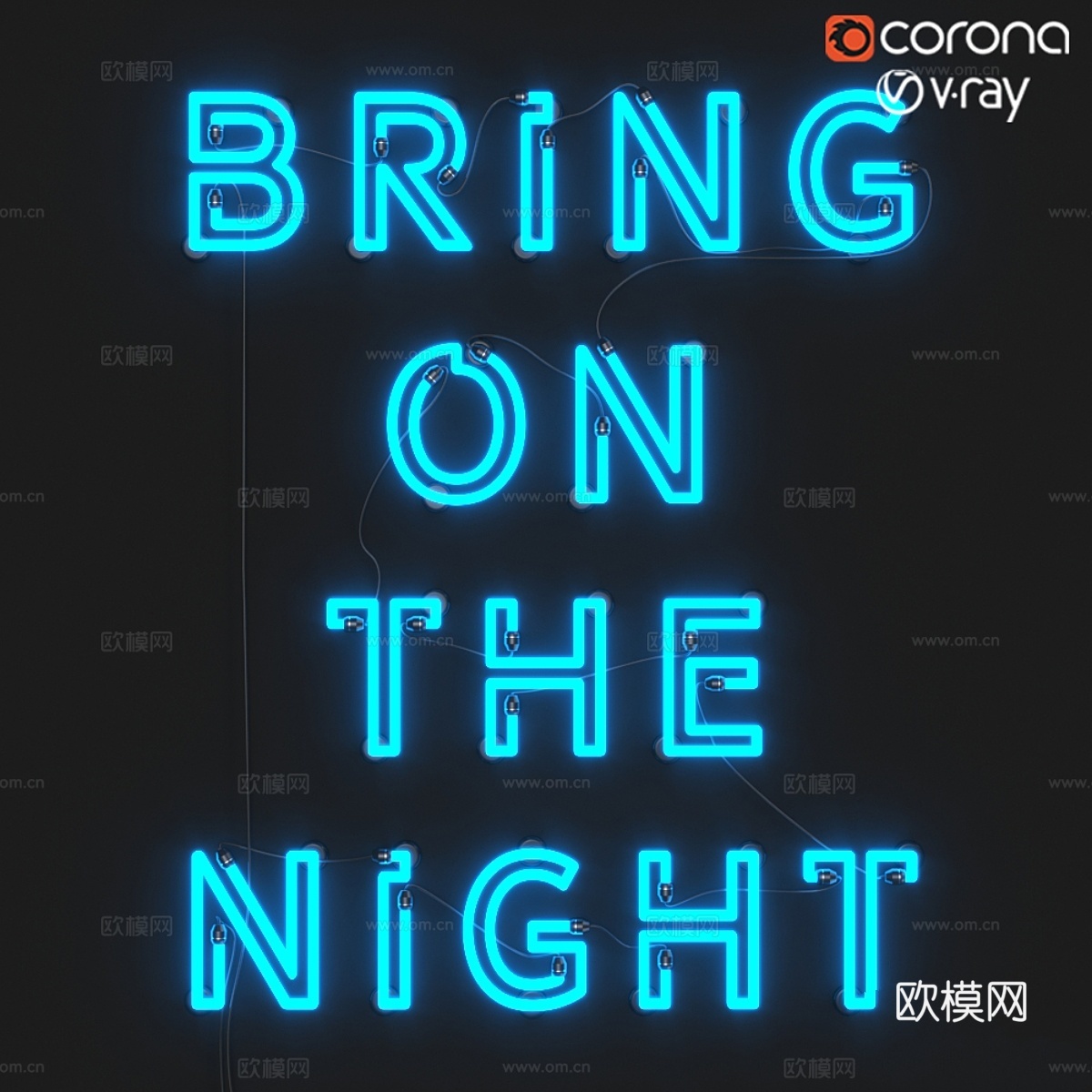 霓虹灯灯具 发光字3d模型下载