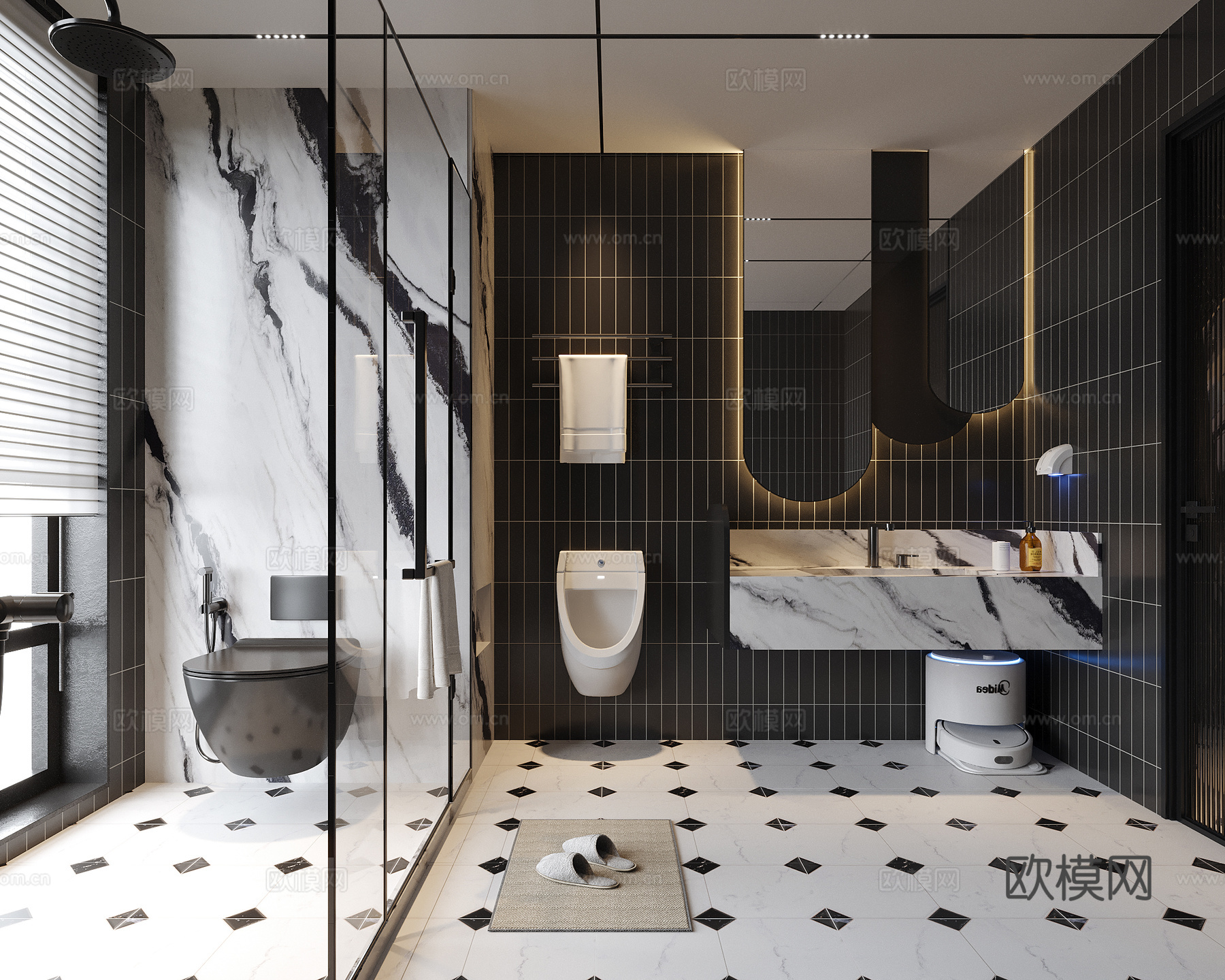 现代卫生间 洗手台 浴室用品su模型