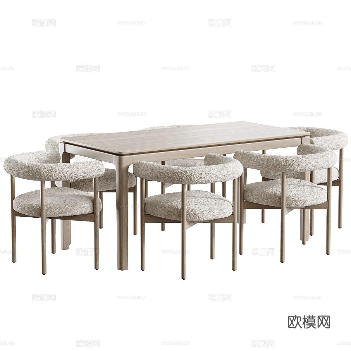 现代意式餐桌椅组合3d模型下载（渲染图3）