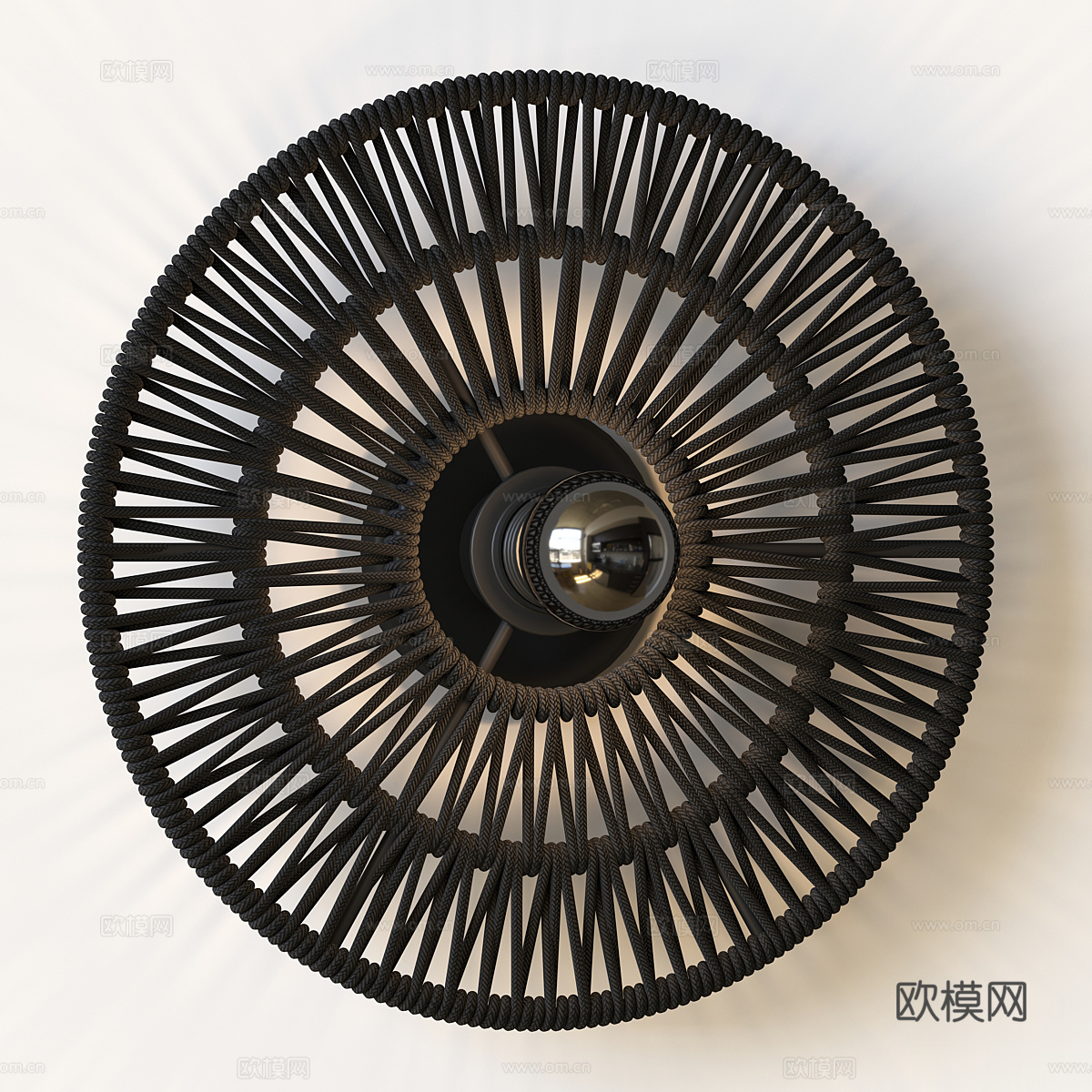 新中式侘寂 EDL SFERA 圆形藤编装饰壁灯3d模型下载（渲染图2）
