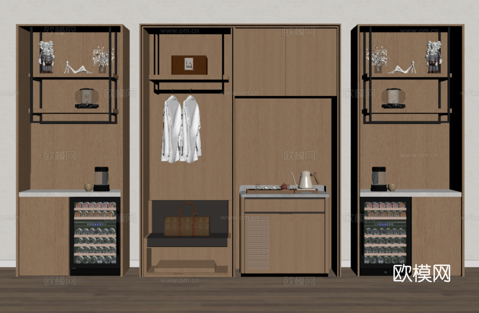 现代酒店客房柜 衣柜 成品衣柜su模型