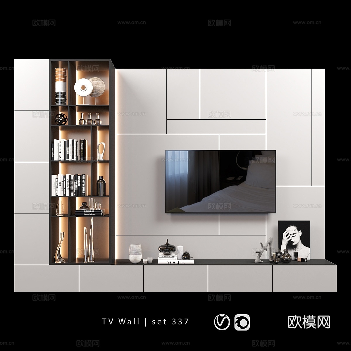 电视墙套装 背景墙 电视墙3d模型下载