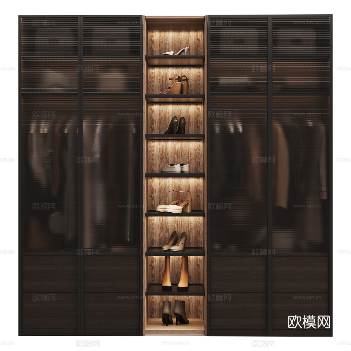 现代意式极简开门衣柜3d模型下载（渲染图2）