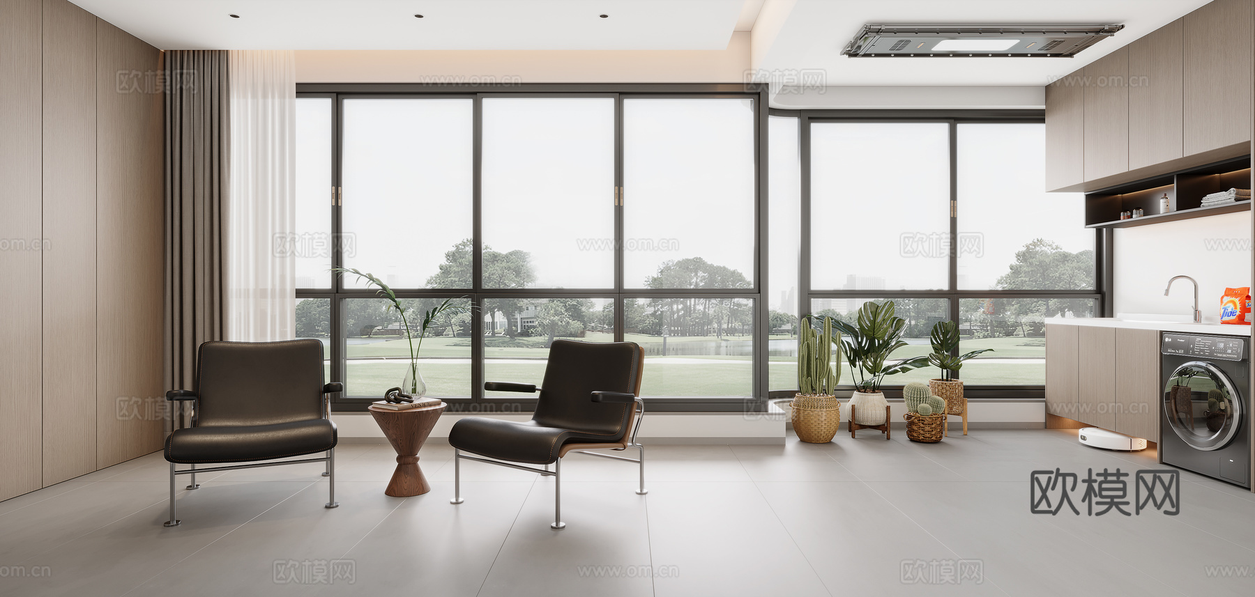 现代休闲阳台3d模型下载