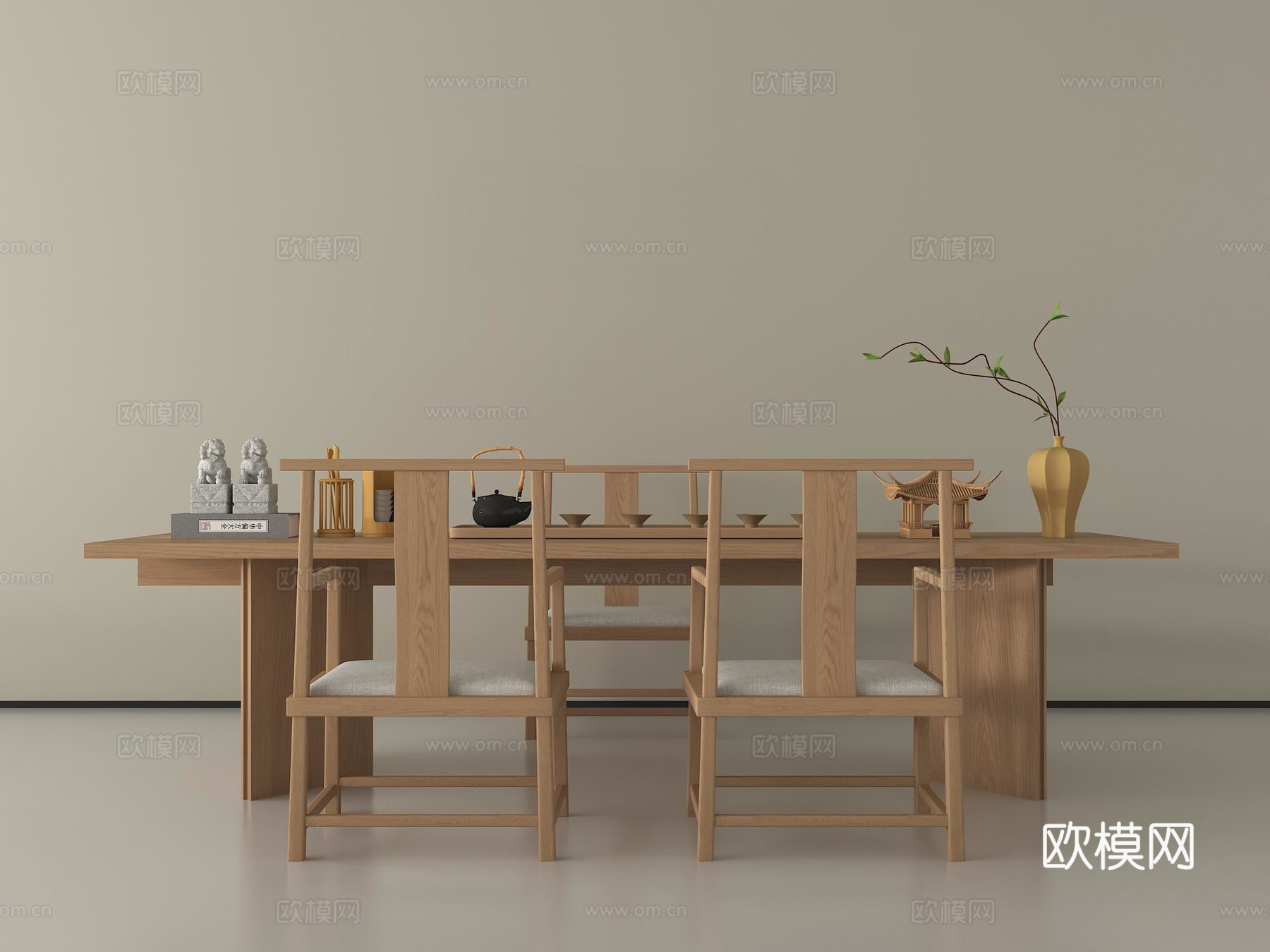 现代茶室 茶桌椅组合su模型