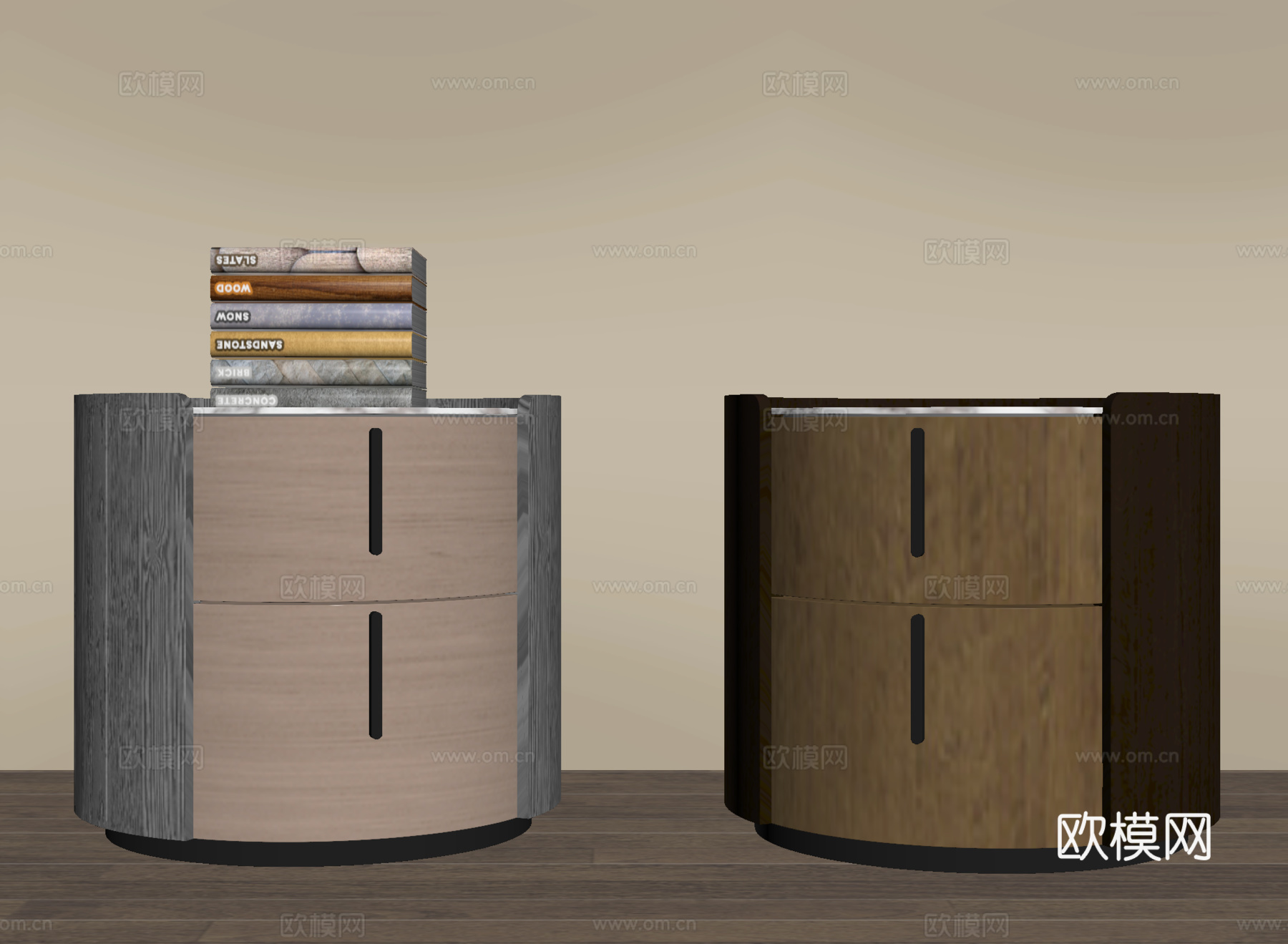 现代床头柜 圆形床头柜su模型