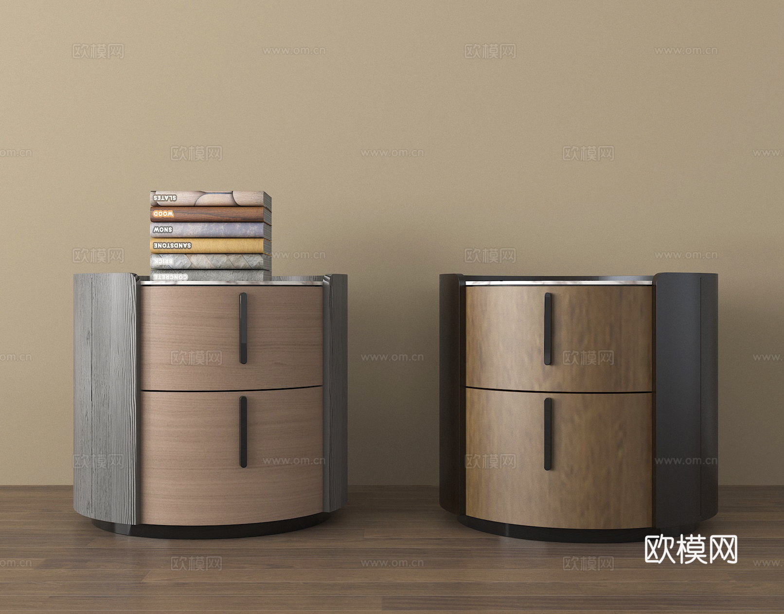 现代床头柜 圆形床头柜su模型