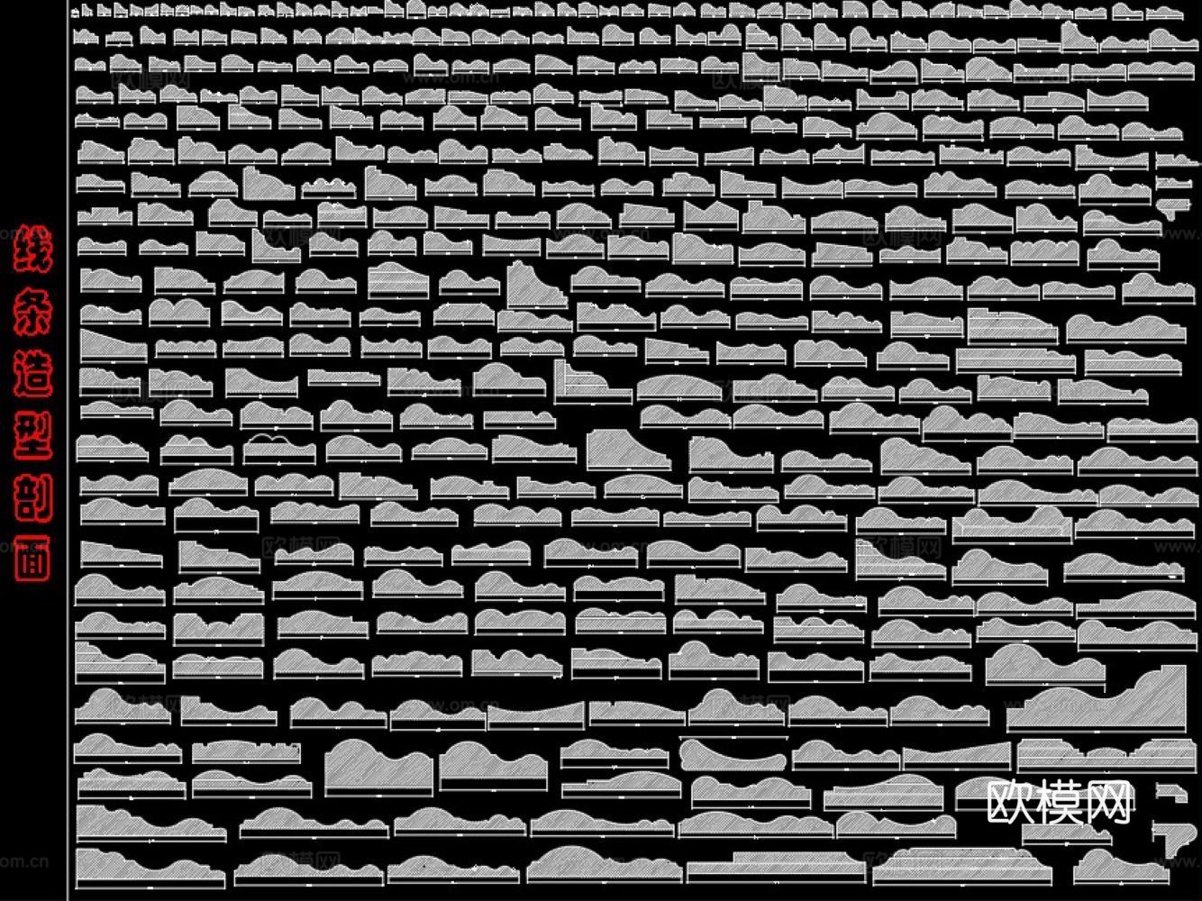 欧式线条剖面cad施工图