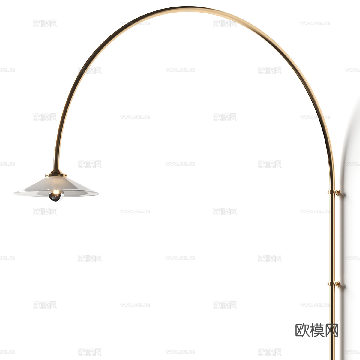 现代轻奢钓鱼壁灯 金属壁灯 弧形壁灯3d模型下载（渲染图2）