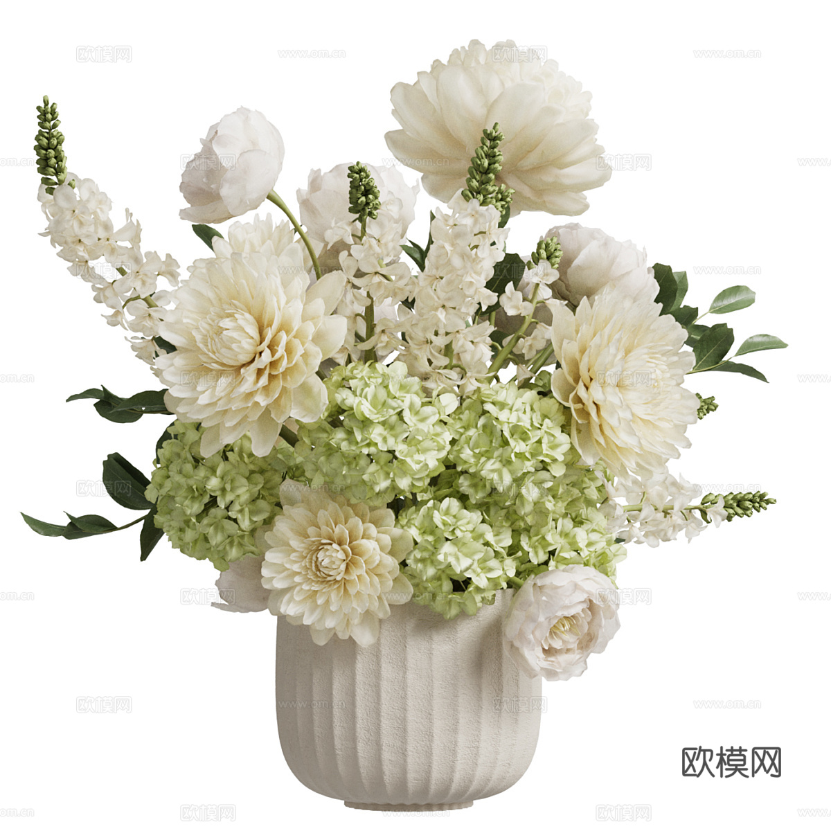 现代花瓶花艺 花束3d模型下载（渲染图4）