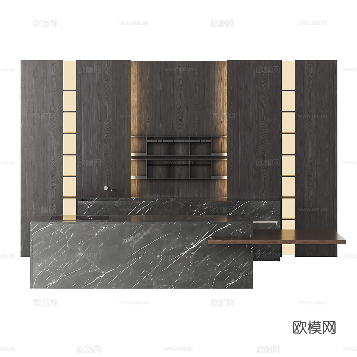 现代意式极简 Poliform 深色橱柜 岛台3d模型