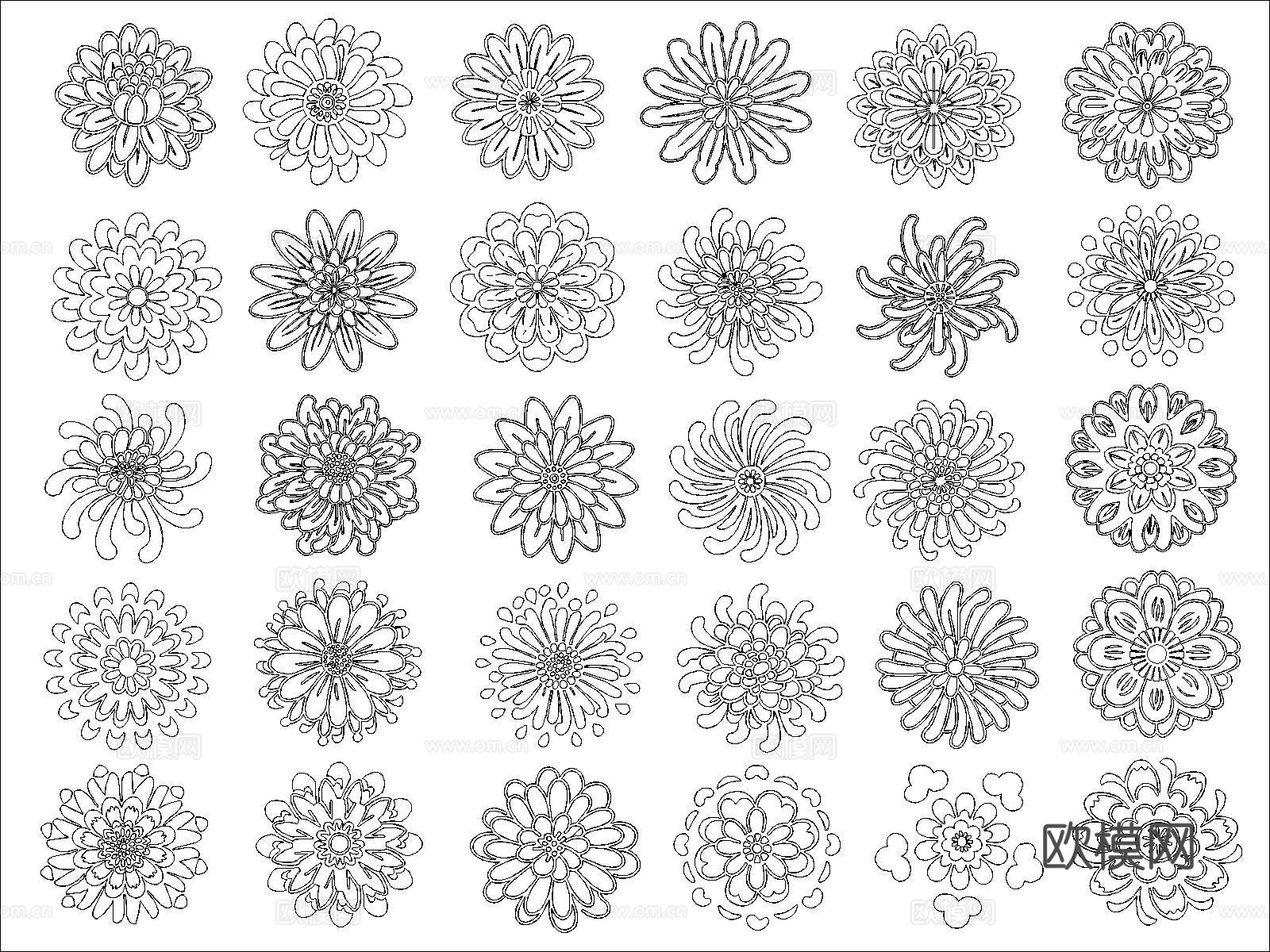 各种花朵cad施工图