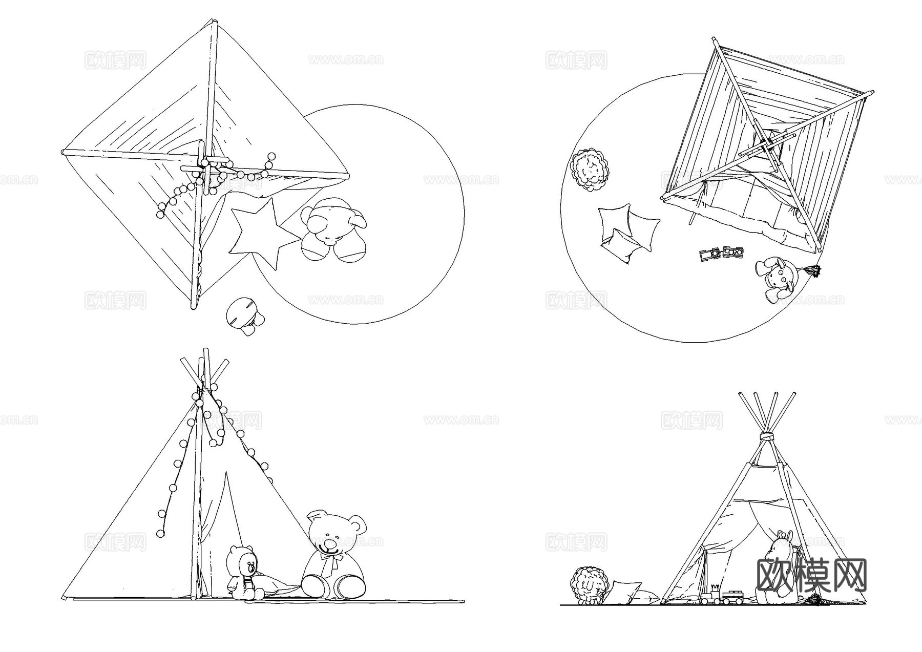 露营房车帐篷桌椅图库cad施工图