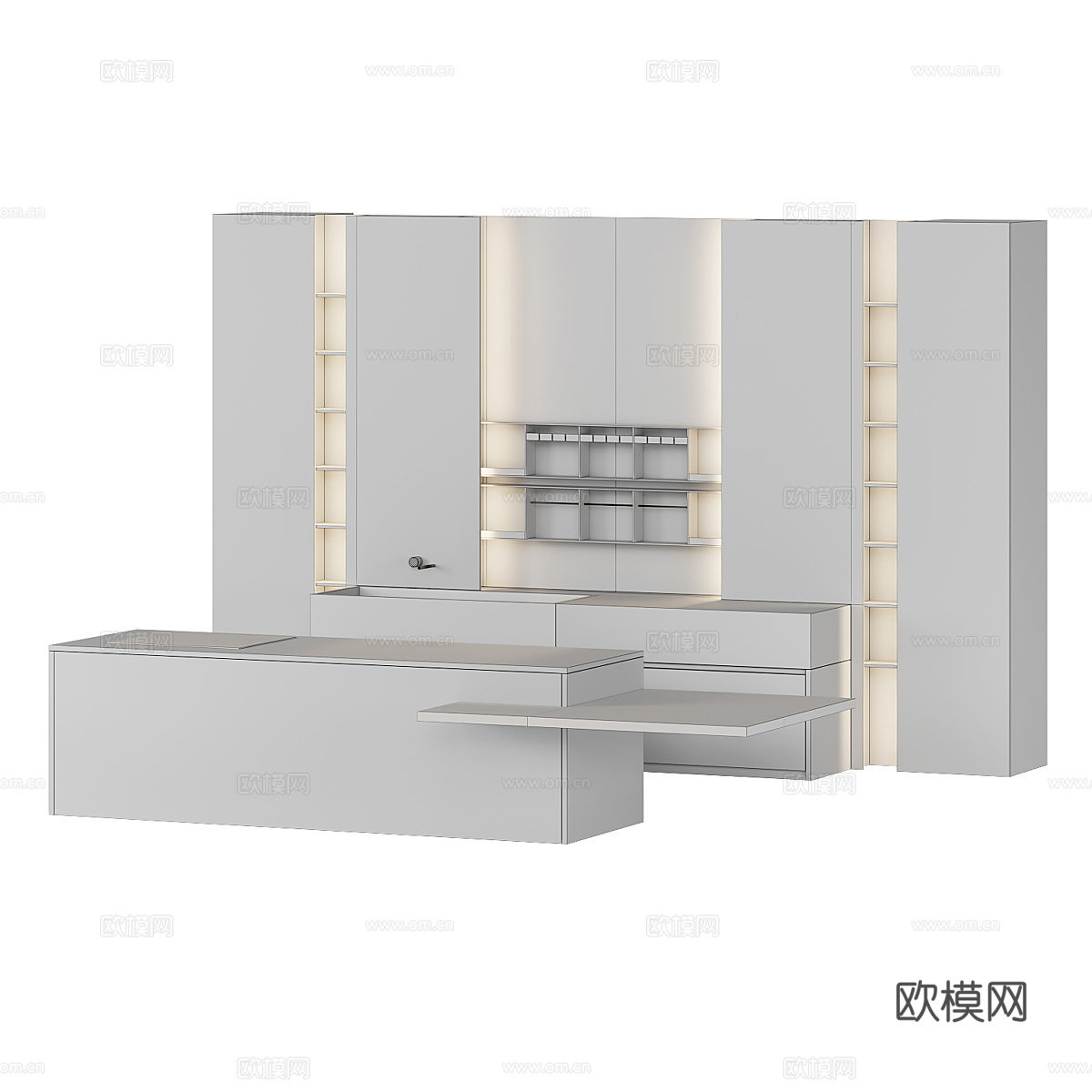 现代意式极简 Poliform 深色橱柜 岛台3d模型