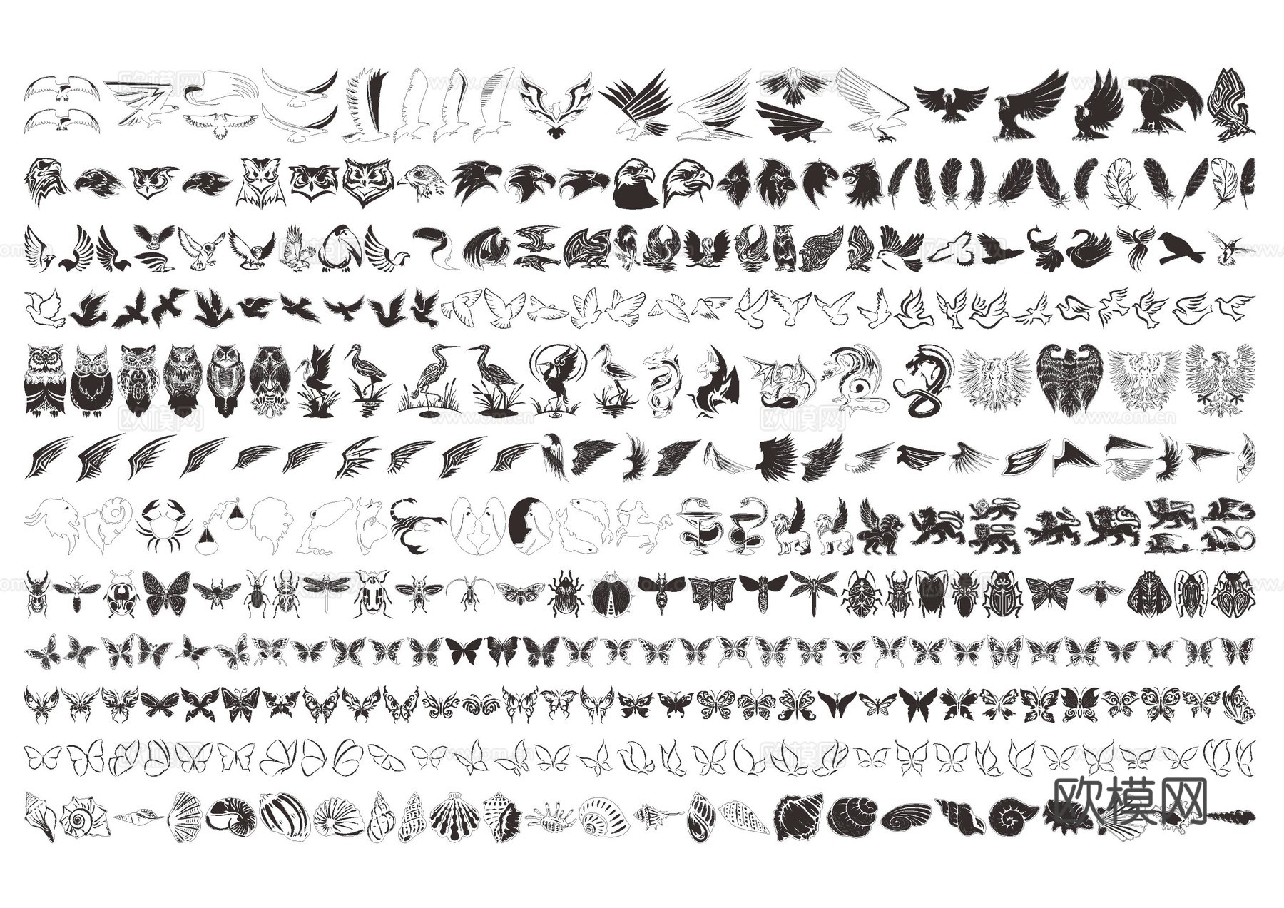 鸟类动物图库cad施工图