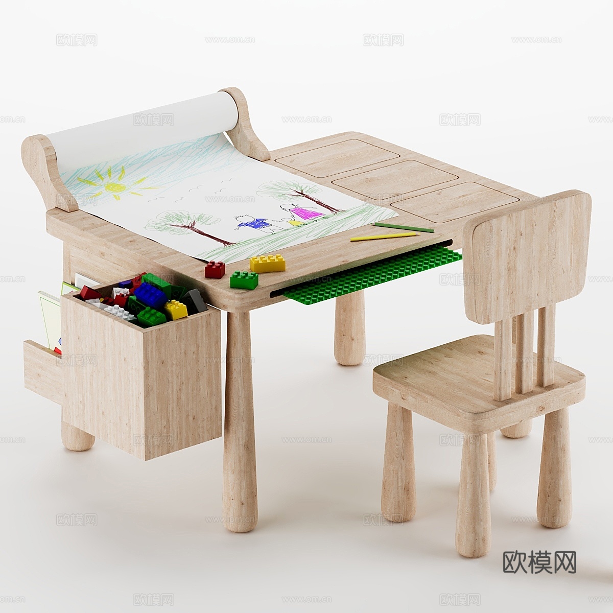木质整洁活动桌3d模型