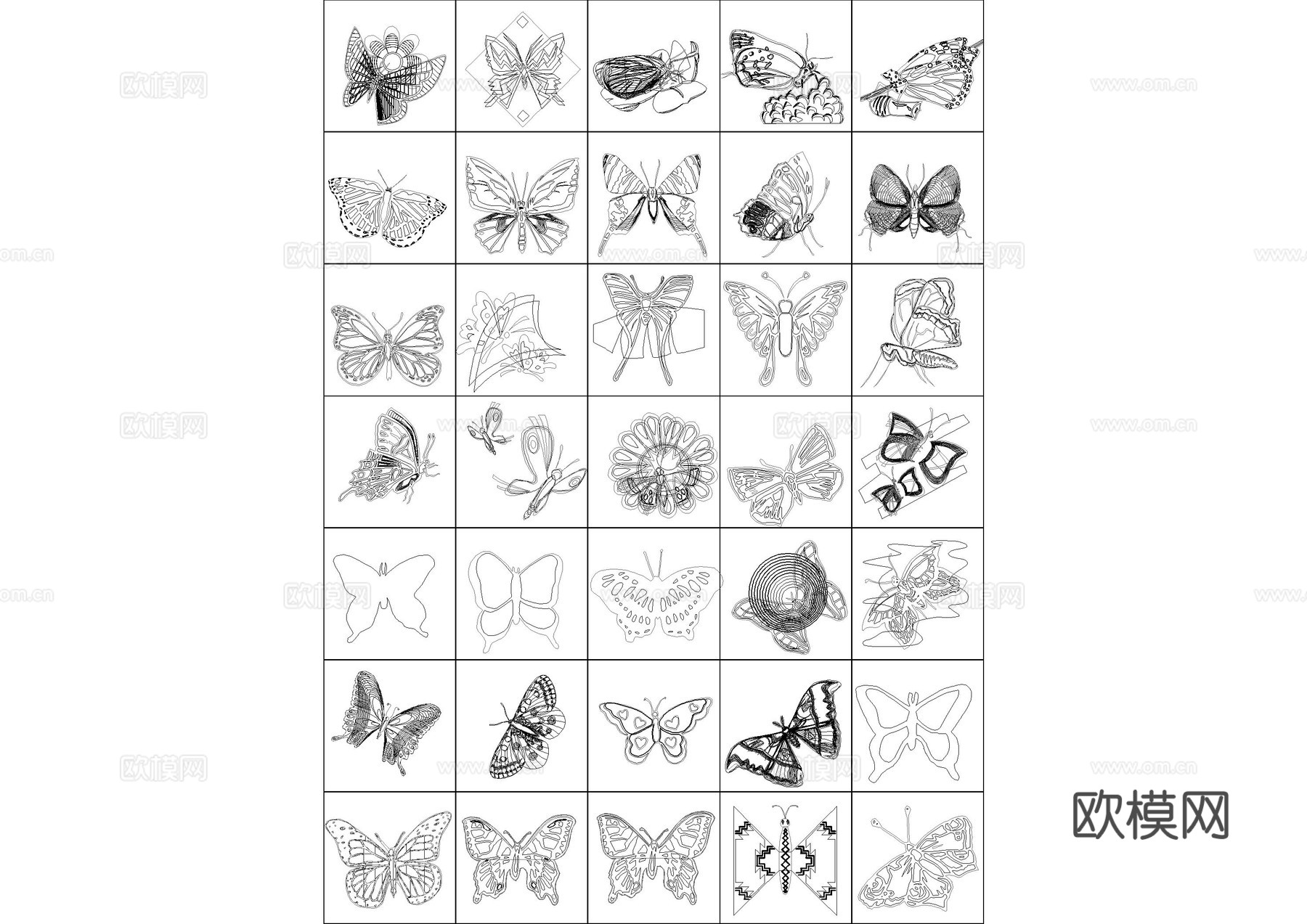 蝴蝶昆虫图库cad施工图