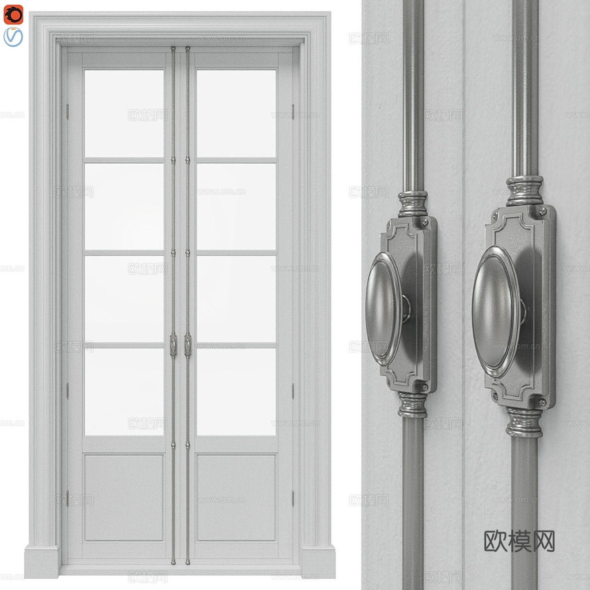 带克雷莫纳锁的经典门3d模型下载