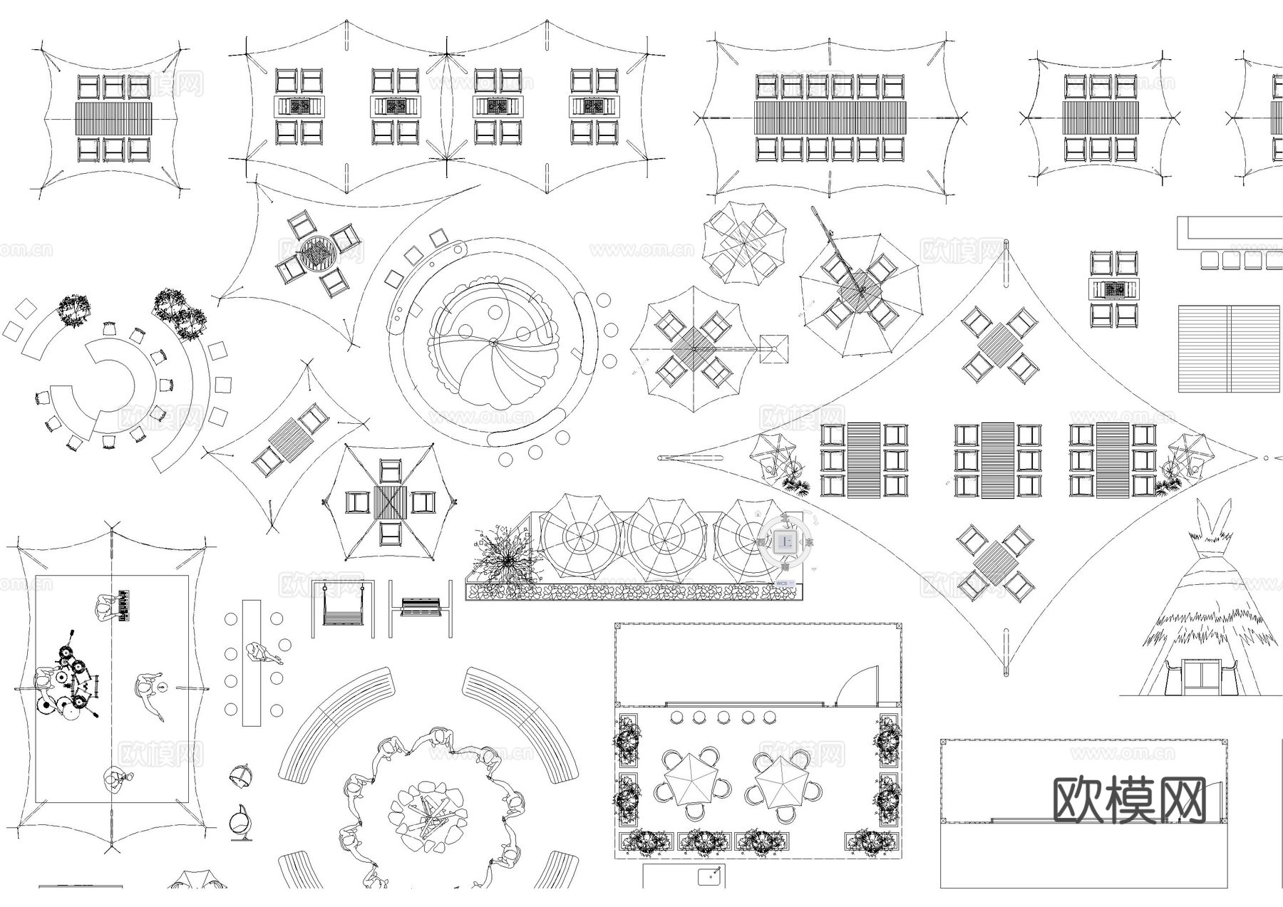 营地露营常用图库cad施工图