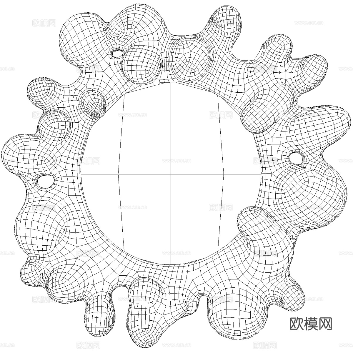 现代侘寂陶瓷气泡形装饰圆镜3d模型下载（渲染图3）