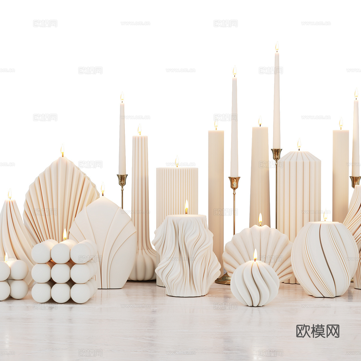 现代奶油风 risti 烛台 蜡烛3d模型