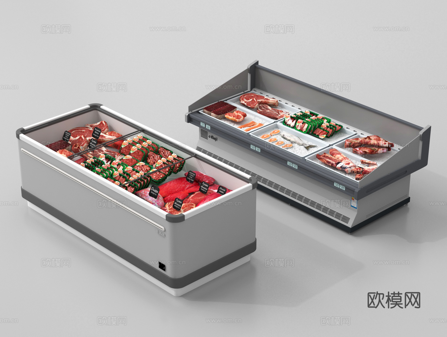 现代冰箱冰柜 超市冰柜 肉类冰柜su模型