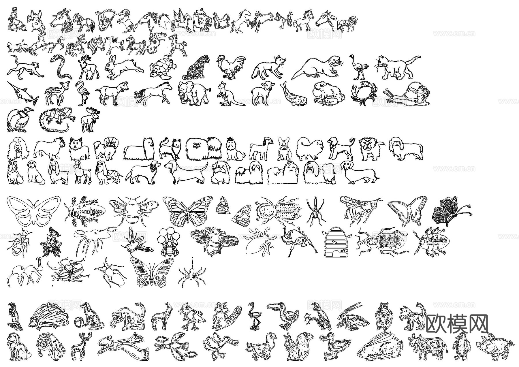 多种动物图库cad施工图