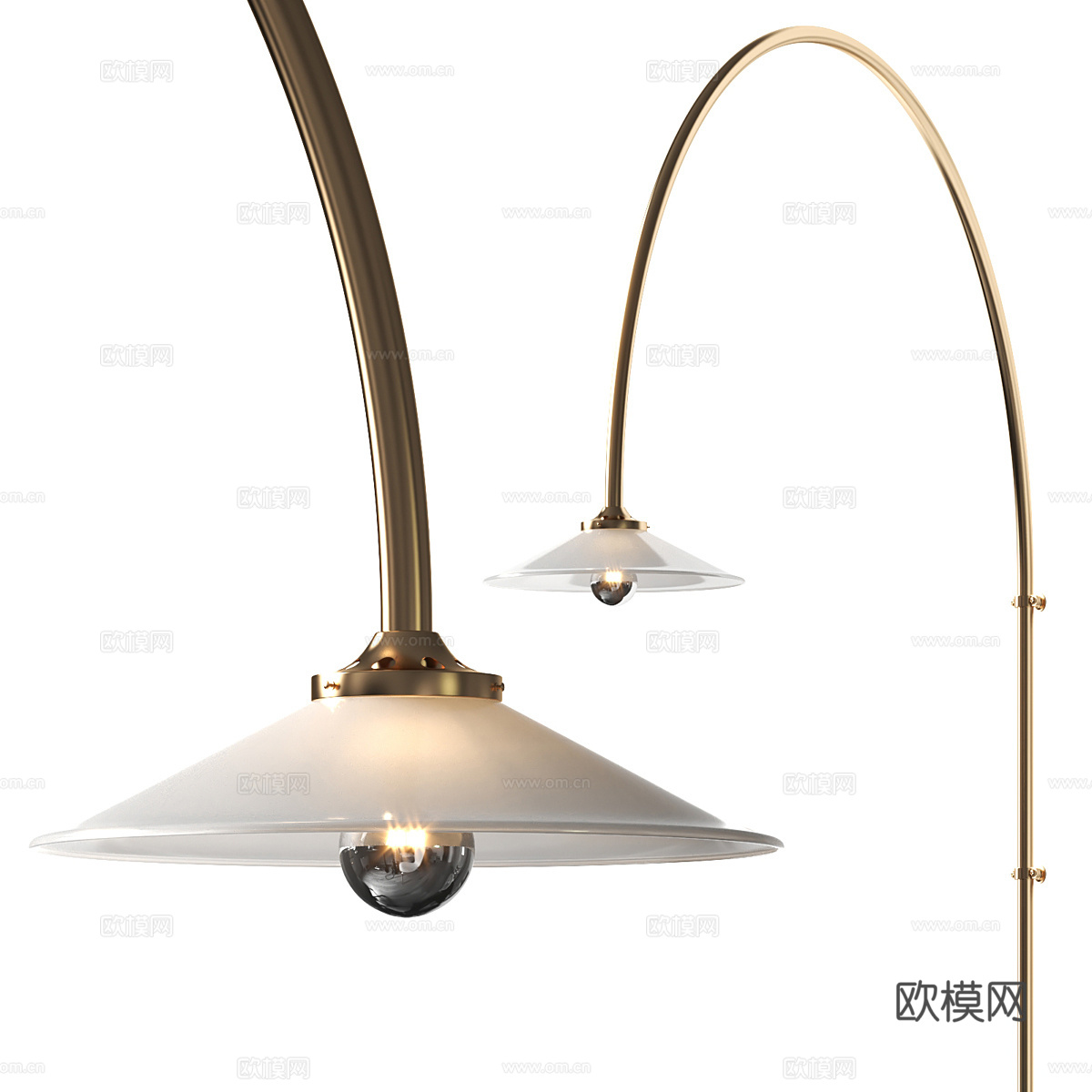 现代轻奢钓鱼壁灯 金属壁灯 弧形壁灯3d模型下载（渲染图1）