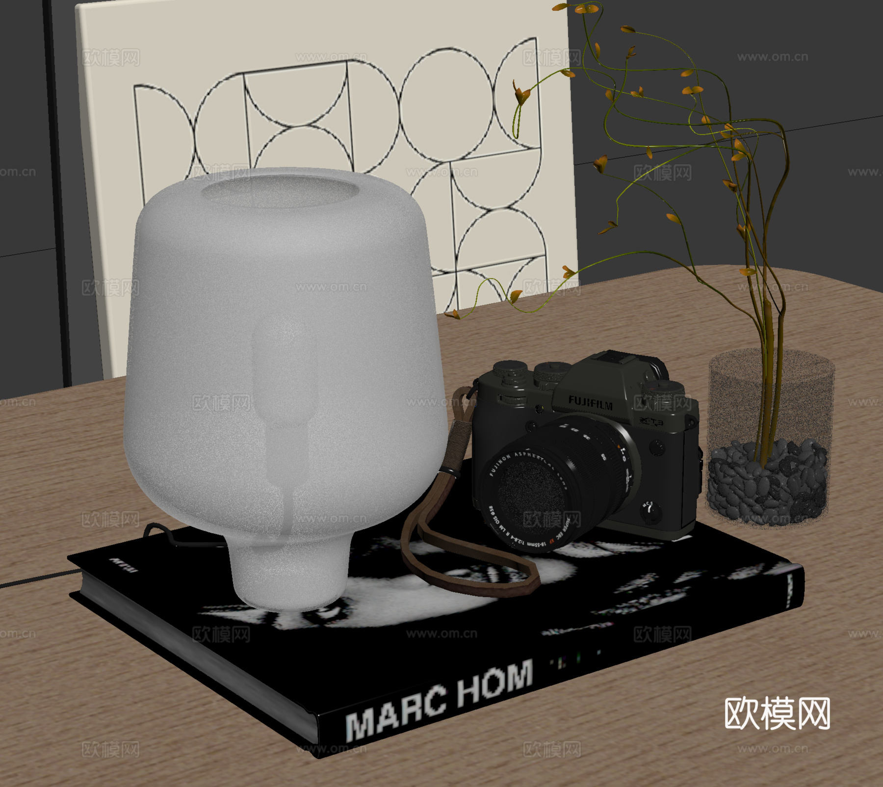 现代饰品摆件 台灯 花艺su模型