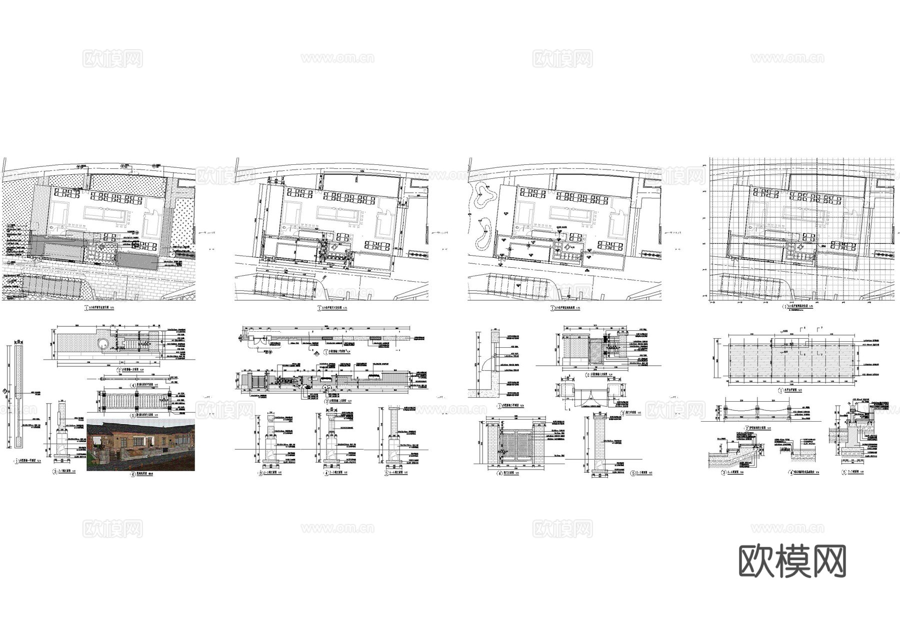 乡村矮墙施工图详图cad施工图