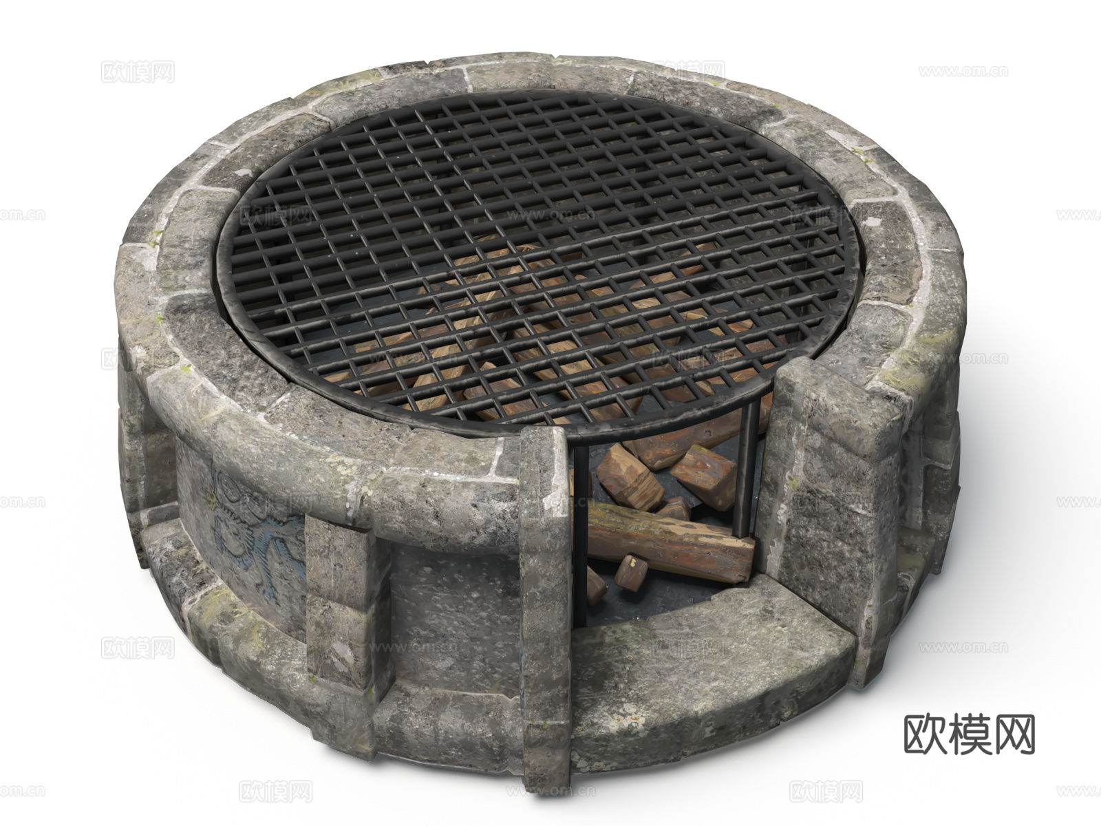 中世纪奇幻风格 古代场景 中世纪装饰 古代火炉 烤火台3d模型下载